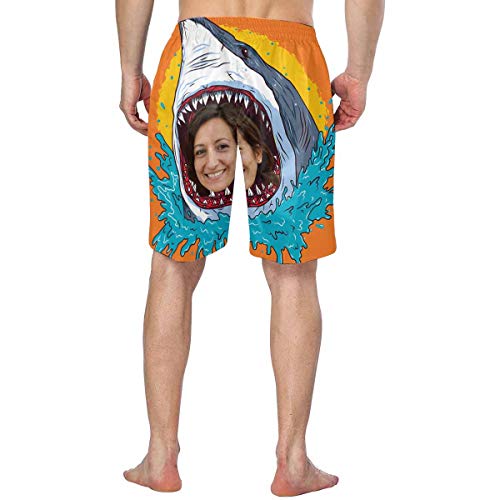 Faces Customized Men's Print Swim Trunks Photo Shark Quick Dry Beach Shorts3