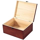 Useekoo Vintage Wooden Storage Box Container with Hinged Lid Front Clasp, 12'' x 9.3'' x 5.9'' Large