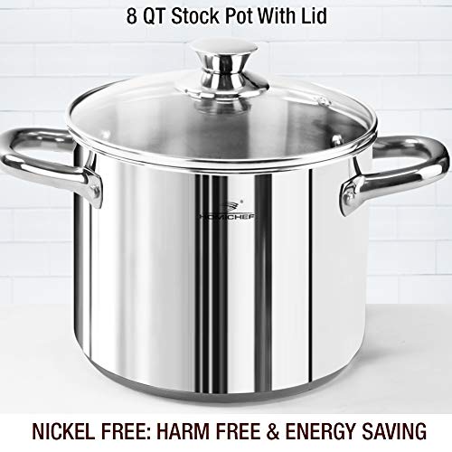 HOMI Chef 14-Piece Nickel Free Stainless Steel Cookware Set - Nickel Free Stainless Steel Pots and Pans Set - Stainless Steel Non-Toxic Cookware Set - Stainless Steel Healthy Induction Cookware Sets 3 Gallery Image