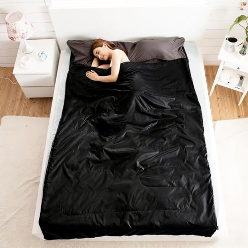 Bolsa de Dormir Doble para 2 Personas con 2 Almohadas - Ligera, para Adultos y Adolescentes, Algodón, para Camping, Mochilero y Senderismo con Bolsa de Transporte, Para Climas Fríos y Cálidos miniatura 3