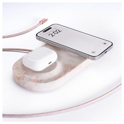 Einova Dual Classic Stone – Dual Wireless Charging Pad in Genuine Marble, Designed in Italy, Qi Certified, for Smartphones, Wireless Earbuds & More – Cream Marble