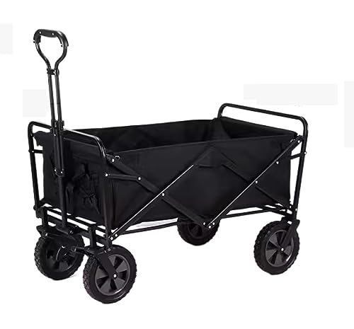 Carrito de jardín plegable con 4 ruedas, carro de mano portátil para exteriores, camping, playa y transporte de jardín, resistente, ligero, fácil de maniobrar