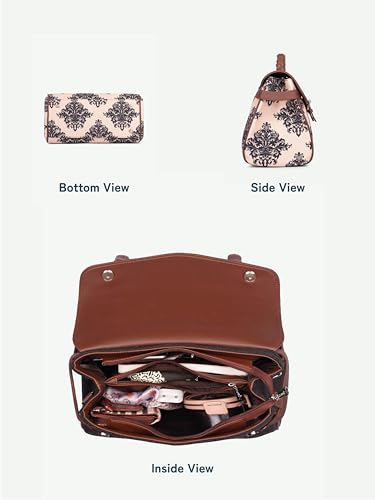 Image of ZOUK Heritage Satchel Bag - Gwalior Weaves | Jute | Vegan Leather Handcrafted With Detachable Sling Strap