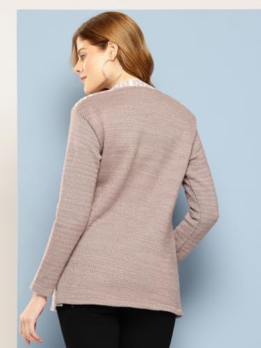 Image of Aarika Womens Winter Wear Maroon Colour Geometric Woolen Cardigan