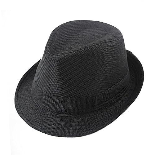 Boys Fedora Hats Gentleman Boys and Girls Dance Hat Cotton Material Black Universal Fit for 56-58cm