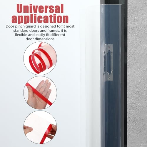 Image of Finger Pinch Door Guard, Child Door Protector Baby Proofing Door Hinge Cover Prevents Finger Pinch Injuries Self Adhesive Safety Strip Door Pinch Guard