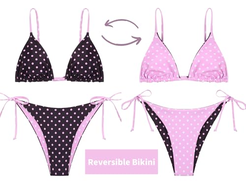 Image of ZAFUL Women's Triangle Bikini Floral String Bikini Set Two Piece Swimsuit Bathing Suits
