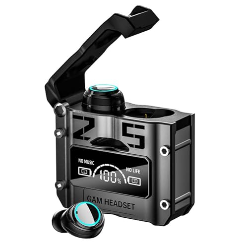 ELLENNE - CUFFIE AURICOLARI BLUETOOTH 5.2 ANC - FUTURISTICO FANTASCIENZA - SIMIL METALLO METALLICO - WIRELESS M25 TWS SPORT IMPERMEABILE FITNESS LUNGA DURATA M25