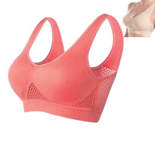 JosuE Sujetador Transpirable Cool Liftup Air, Sujetadores Transpirables para Mujeres, cómodo inalámbrico (Small,Watermelon Red)