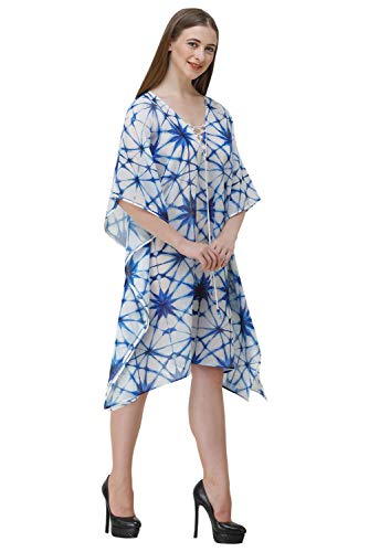 Image of RAVI RAJORIA Georgette Digital Printed Beach Wear Kaftan Blue Free Size R800 | Multi Color 2