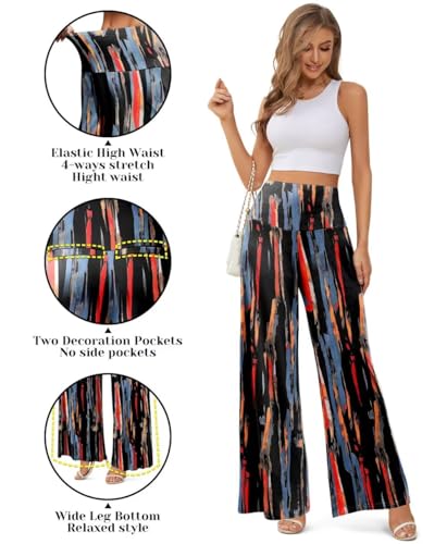 JZC Women's Palazzo Lounge Pants Stretchy Wide Leg Casual Pants Comfy High Waist Flowy Pants S-3XL