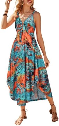 VOTEPRETTY Womens Summer Maxi Dresses 2026 Tie Front Beach Vacati...