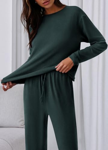 PRETTYGARDEN Womens 2 Piece Outfits Long Sleeve Crewneck Lounge Sets Wide Leg Pants Woman Tracksuits Loose Fit Fall Clothes2