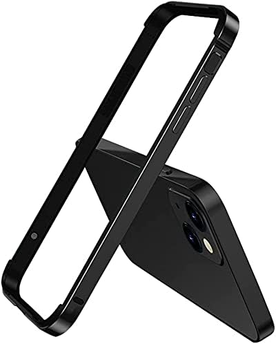 Aluminum Frame Metal Bumper Frame Slim Hard Case Cover for iPhone 13 Pro Max, Metal Frame Armor with Soft Inner Bumper, Raised Edge Protection (Black 6.7" iPhone 13 Pro Max)