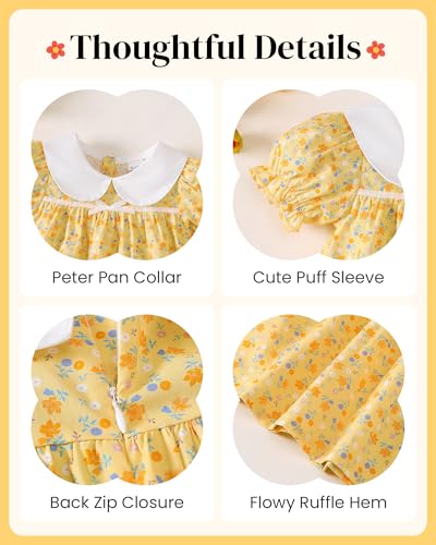 Image of Kucnuzki Baby Girl Clothes Cute Spring Summer Sun Dresses Toddler Casual Puff Sleeve Floral Dress Girls Summer Outfits