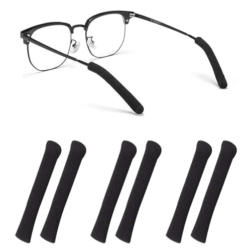 fusanwin Eyeglasses Ear Cushion Upgrade Soft Knitting Cotton Fabric Glasses Ear Cushions Holder Grips Anti-Slip Sleeve Retainer Eyeglasses Temple Tips For Sunglasses Glasses Eyewear 3pairs Black