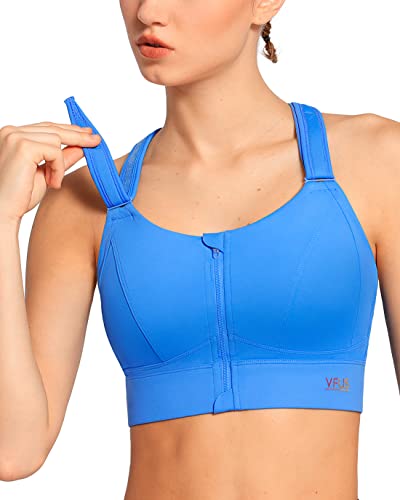 Plus Size Adjustable Zip Front Sports Bra for Women