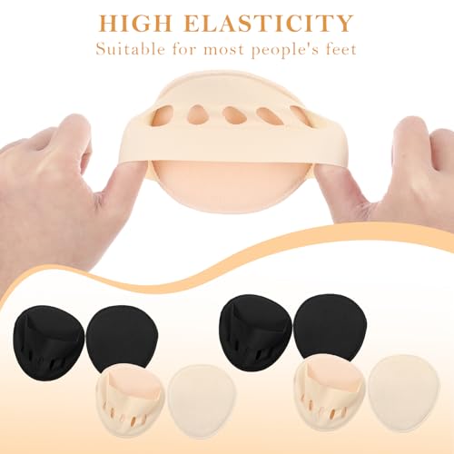 Image of Qianyu 4 Pairs Ball of Foot Cushion Pads Sock Women's Toe Cover Sock with Padding Reusable Toe Topper Socks