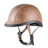 MRDAER Gewicht Retro PU Leder Half-Face Fahrradhelm, Vintage...