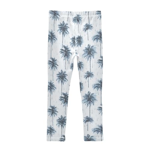 Girls' Athletic Leggings Ankle Length Yoga Dance Pants Kids Teen 4T Palm Trees Water Drops2