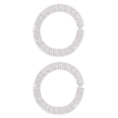 Healifty 2pcs Massage Ring Acupressure Wrist Rings Metal Spiky Hand Wrist Bracelet Bangles for Joint Relieve Fatigue (Silver)