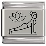 Yoga Pose Lotus Flower Laser Engraved Italian Charm