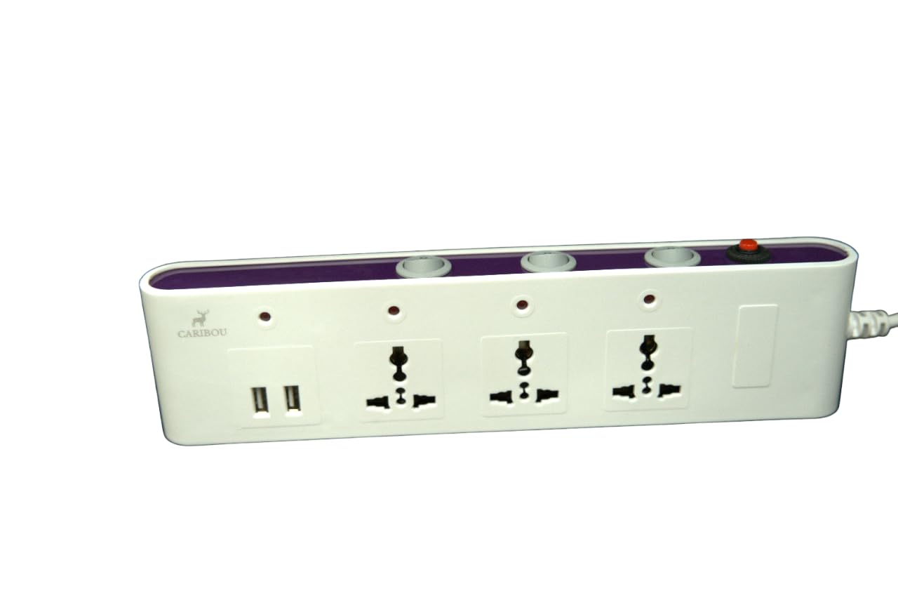 CARIBOU CBU-11 Extension Board with 12W 2 USB Charging Port |6A | 3 Universal Sockets | Overload Protector Resettable Switch | 2M ISI Power Cord |Surge Protector| Individual LED | Individual Switch (B0CPYFZD8W) Amazon Price History, Amazon Price Tracker