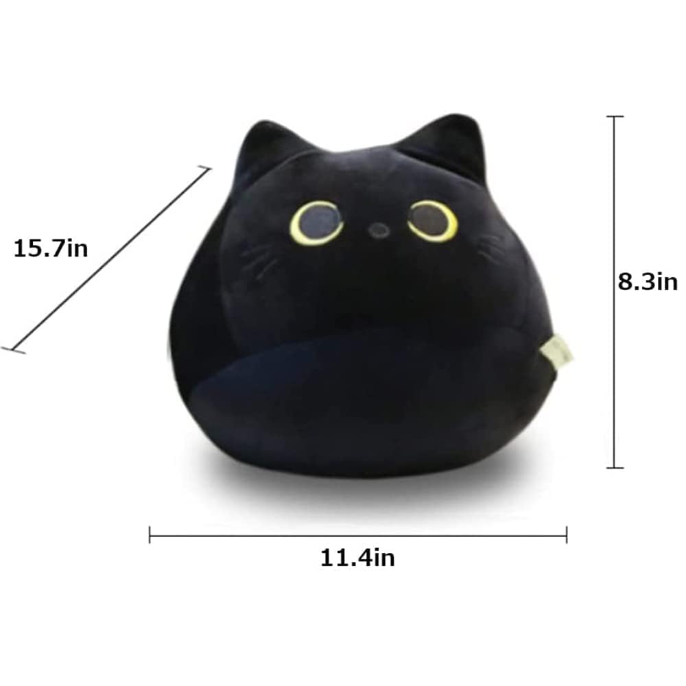 MOPQMKT Peluche Gato Negro Kawaii – Animal De Peluche Suave Y Gordito – Almohada Y Decoración – Regalo Para Niñas Y Familias (25 Cm)
