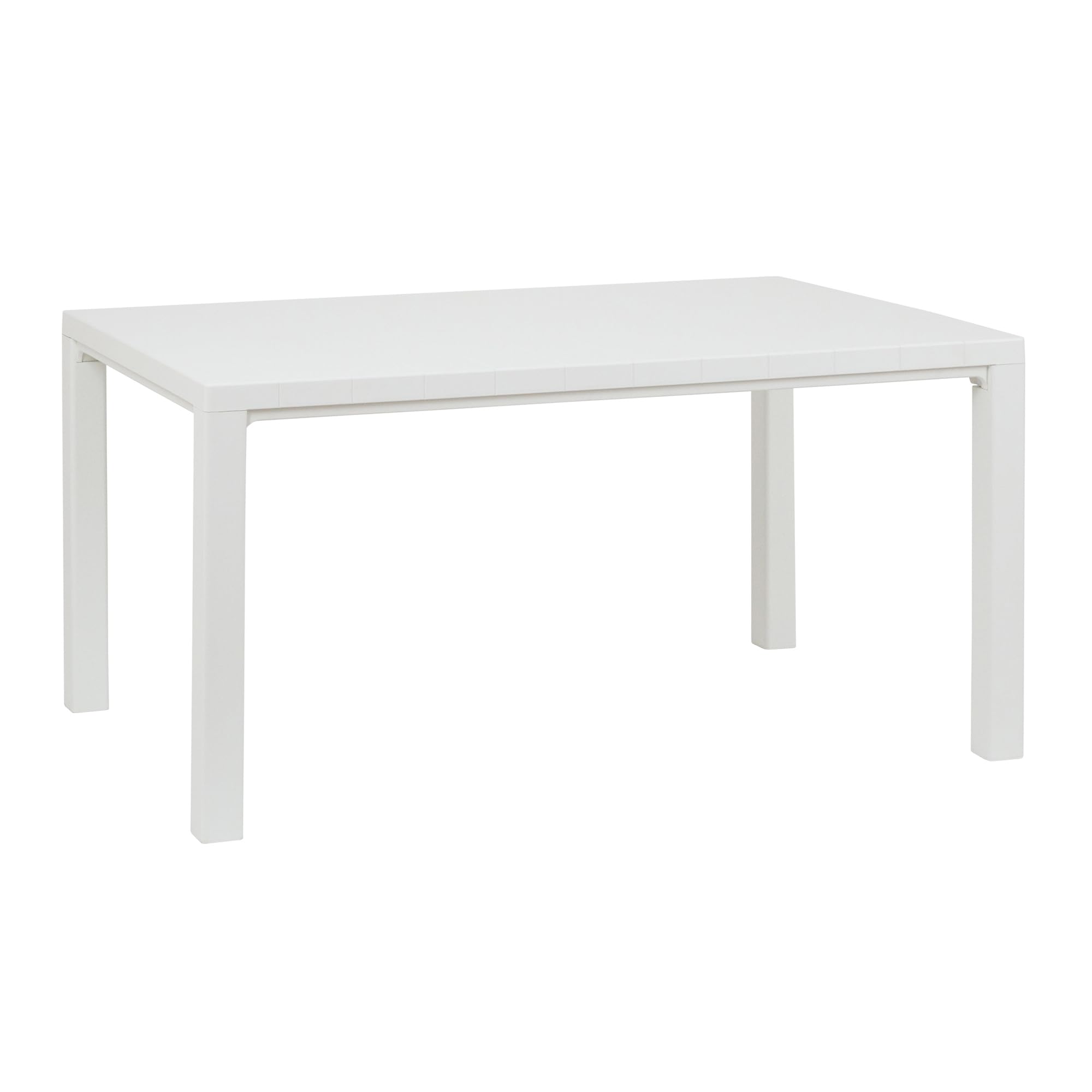 TOOMAX Davide Tavolo da giardino bianco con finitura effetto legno, 147x88x74h cm, tavolo grande adatto per 4 e 6 persone, resistente ai raggi UV, ideale per interno ed esterno
