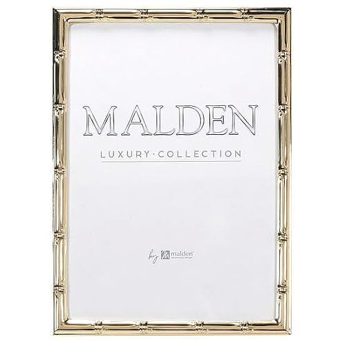 Malden International Designs 4x6 Tabletop Metal Bamboo Picture Frame with Gold Chrome Finish -  5457-46