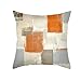 Daesar Coussin Decoration Chambre, Housse de Coussin 40x40 Orange Gris Café Coussin Déco Motif en Treillis, Polyester