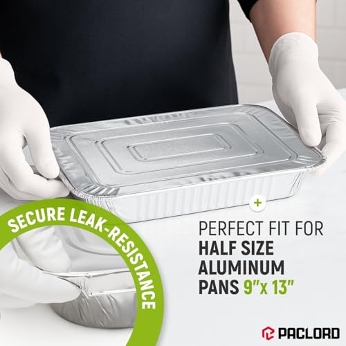Paclord Aluminum Lids for 9" x 13" Half Size Steam Table Pans, Pack of 50 - USA-Made Disposable Foil Lids for Aluminum Trays - Tight-Fit, Leak-Resistant, Heat-Retaining, Oven and Freezer Safe by Paclord - Image 4