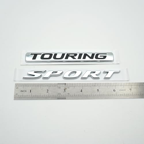 Image of 2Pc Sport Touring Rear Trunk Letter Logo Badge Emblem Nameplate (Silver Black)
