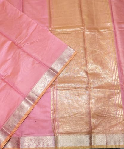 Image of Women's Cotton Blend Banarasi Saree With Unstitched Blouse Piece