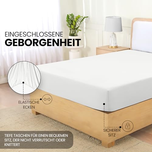 Utopia Bedding - Spannbettlaken 160x200cm - Weiß – Ansicht 4