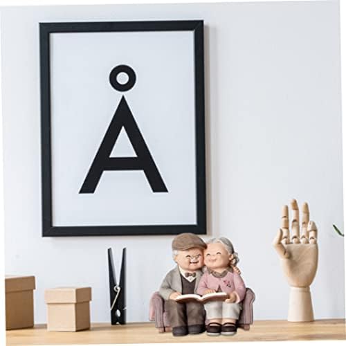 Elderly Couple Figurine Decorative Resin Grandparents Statue Sculpture for Wedding