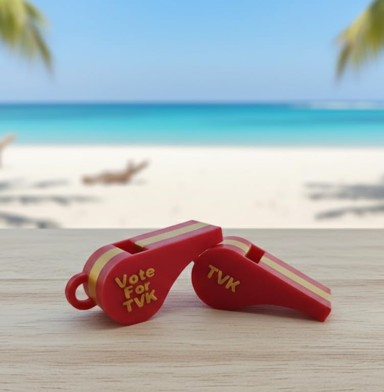 TVK Whistle Keychain Combo Pack (Set of 4) – High Decibel Sound for Fan Club Celebrations, Mass Events & Public Gatherings - Pack of 4