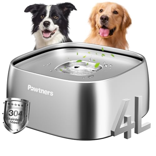 Upgrade No Spill Stainless Steel Dog Water Bowl 135oz