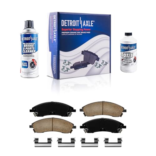 Image of Detroit Axle - Front Brake Pads for 2006-2007 Cadillac CTS 2005-2008 STS 2004-2009 SRX 2004-2005 Pontiac Bonneville, Ceramic Brake Pads with Hardware Replacement