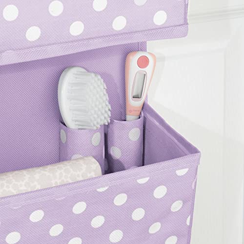 Mdesign Fabric Baby Nursery Hanging Organizers For Over The Door Storage For Kids, 3 Pocket Organizer Caddy, Hooks For Clothing, School, Diaper, Toy, Or Outfit Storage, Polka Dot, 2 Pack, Purple/White #TOP3