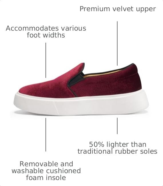 Image of Journey West Women's Fashion Velvet Sneakers with Embroidery Comfortable Slip-On Work Shoes for Women