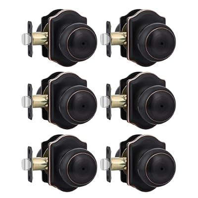goldenwarm Oil Rubbed Bronze Door Knobs Interior, Privacy Door Knob for Bedroom & Bathroom, Oil Rubbed Bronze Interior Door Knobs with Arched Plate 6 Pack