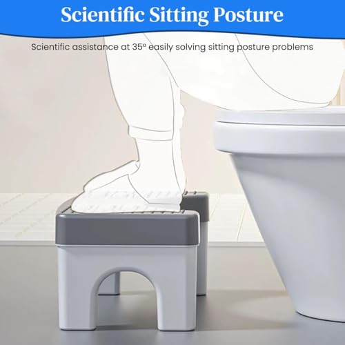 Image of A to Z Hub Polypropylene (PP) Perfect Posture Bathroom Toilet Step Stool with Massage Rollers, 18 cm Height, Foldable Design, (Grey and Black) (Black)