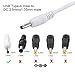 uxcell USB Type-A Male to 3.5 x 1.35mm DC 5V 1A Plug Barrel Connector Charge Cable for USB Fans Desk Lamps Mini Charging Speakers Electronic Devices, White