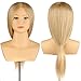 Blonde Mannequin Head with Shoulder 100% Real Human Hair Hairdresser Training Head Manikin Cosmetology Doll Head Hair Styling Competition Supplier (16-18 inch, Blonde#)