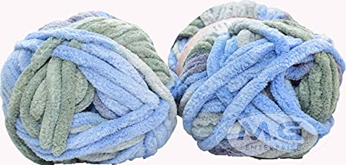 Image of Ganga Knitting Yarn Thick Chunky Wool, Blankie Airforce 200 gm Best Used with Needles, Crochet Needles Wool Yarn for Knitting, with Needle. by Ganga B