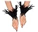 L'VOW Real Nature Feather Cuffs for Game Party Halloween Pack of 2 Black