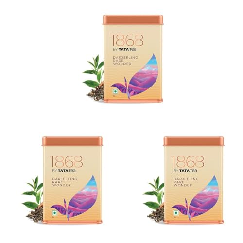 Image of 1868 by TATA Tea Darjeeling Rare Wonder, Pure Darjeeling Black Tea, Hand Rolled, Whole Loose Leaf, Second Flush, Muscatel Flavour, From House of TATA (25 Cups /50g) (Pack of 3)