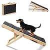Upgraded 2025 MYUNIK Adjustable Dog Ramp 34.65″ Foldable Solid Wood Pet Ramp with 5 Heights 10–19.5″, Non-Slip Carpet Handle Ramp for Bed Couch Sofa & Car