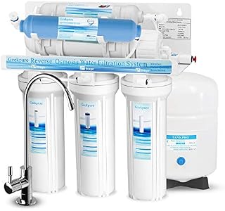 Geekpure 6 Stage Reverse Osmosis Drinking Water Filter System with DI Filter TDS to 0-75 GPD